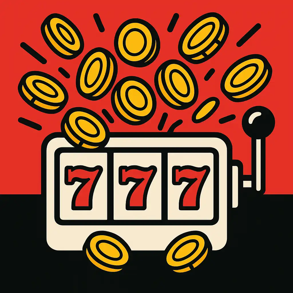 Illustration of a glowing slot reel with gold coins representing account signup